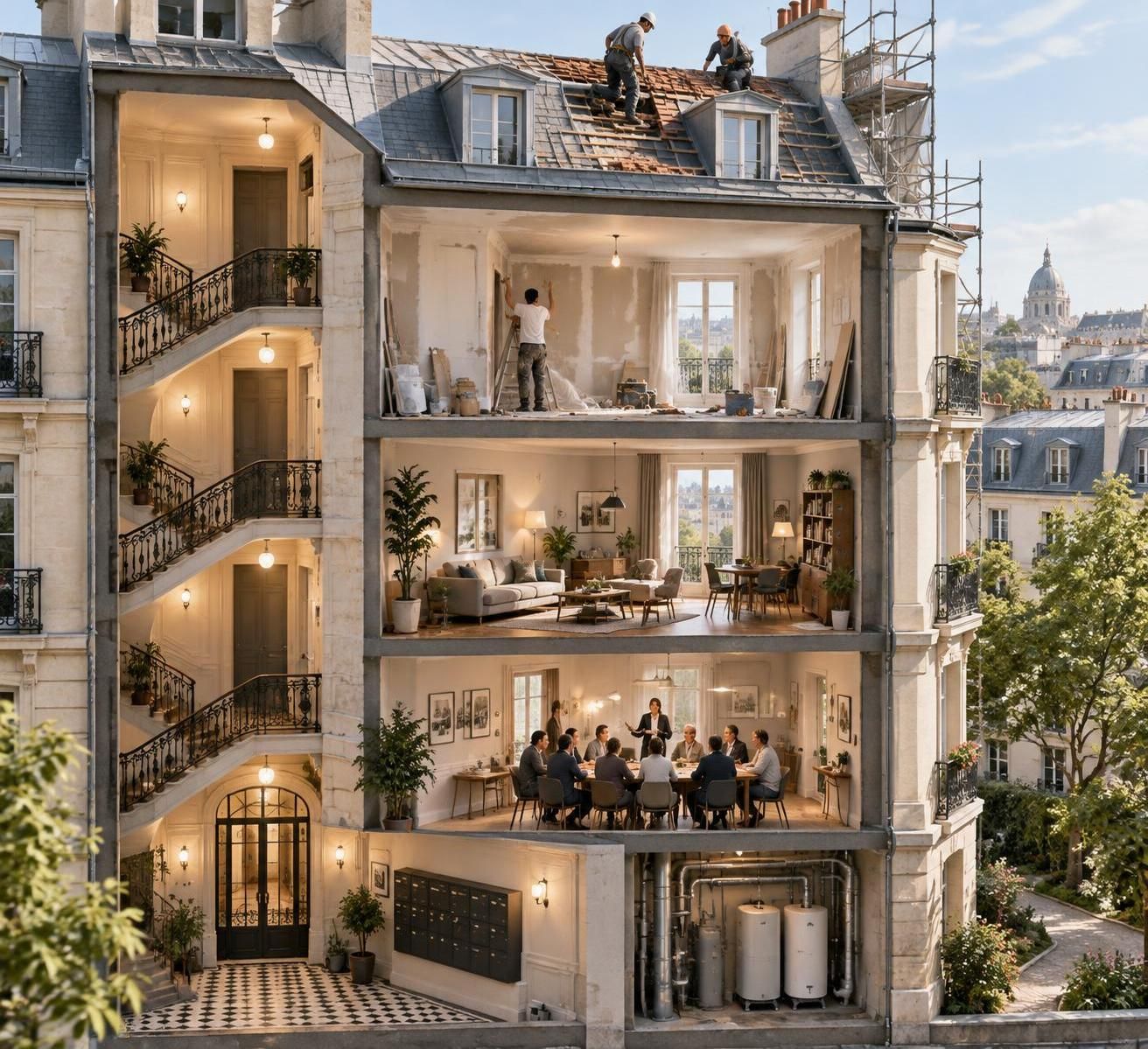 travaux en copropriété : découvrez qui décide, qui finance et qui réalise les travaux selon les parties communes et privatives.